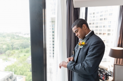 Groom preparation - Australian Stock Image