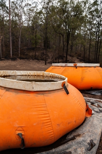 Ground fire-fighting or aerial operations reservoir, relay tank self-supporting Pumpkin Tank - Australian Stock Image