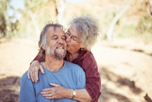 Happy elderly couple in the Northern Territory - Australian Stock Image