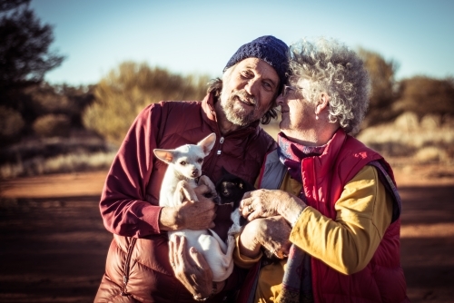 Happy elderly couple in the Northern Territory - Australian Stock Image