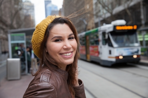 Happy in Downtown Melbourne - Australian Stock Image