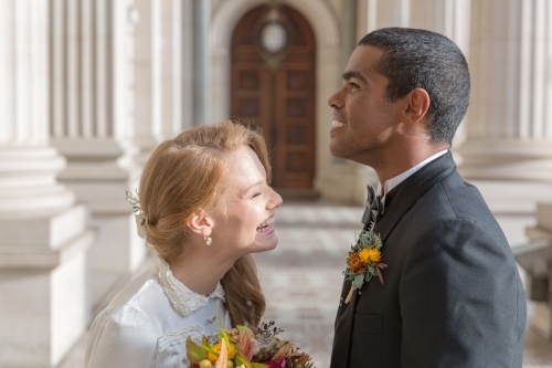 Happy interracial couple - Australian Stock Image