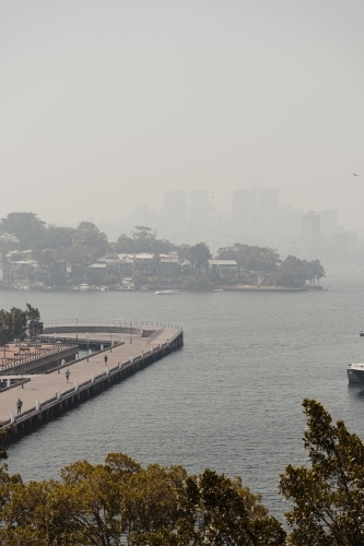 Harbour views of Pyrmont and Pirrama Park with North Sydney visible in the distance - Australian Stock Image