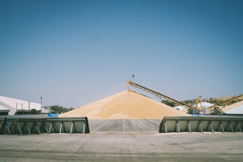 Harvested grain coming into CBH Avon Yard terminal in Western Australia - Australian Stock Image