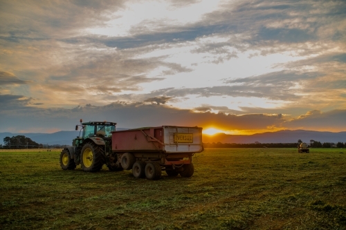 harvester in paddock with peas - Australian Stock Image