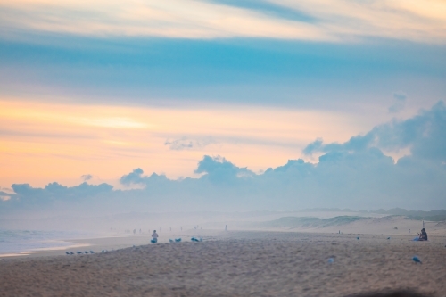 Hazy sunset sky over Redhead Beach, Newcastle NSW - Australian Stock Image