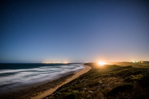 Headlights at night at the beach - Australian Stock Image