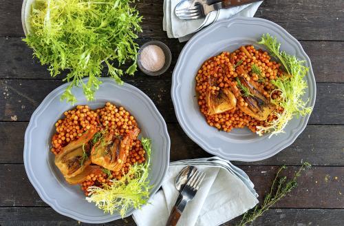 Healthy vegetarian food dish viewed from above - Australian Stock Image
