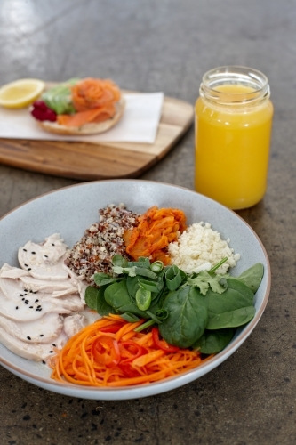Healthy vegetarian meal ready to eat - Australian Stock Image