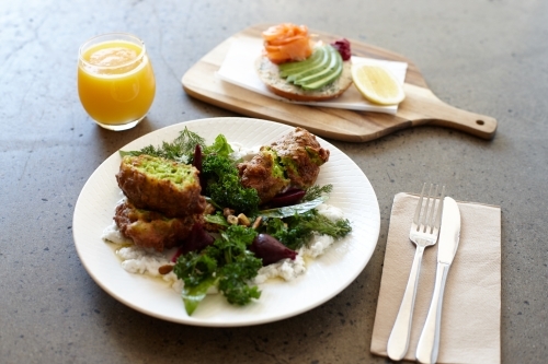 Healthy vegetarian meal ready to eat - Australian Stock Image