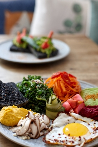 Healthy vegetarian meal ready to eat - Australian Stock Image