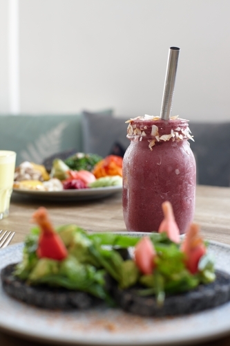 Healthy vegetarian meal ready to eat - Australian Stock Image