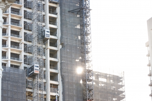 High rise building being constructed in Sydney city - Australian Stock Image
