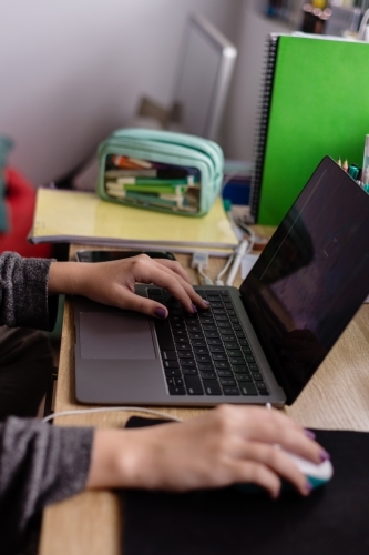 high school students studying from home during 2020 covid19 quarantine - Australian Stock Image