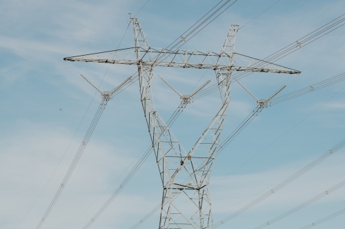 High Volatge Power Line with blue sky back ground