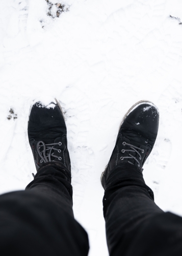 Hiking Boots in the snow - Australian Stock Image