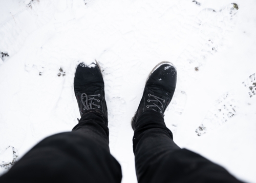 Hiking Boots in the snow - Australian Stock Image