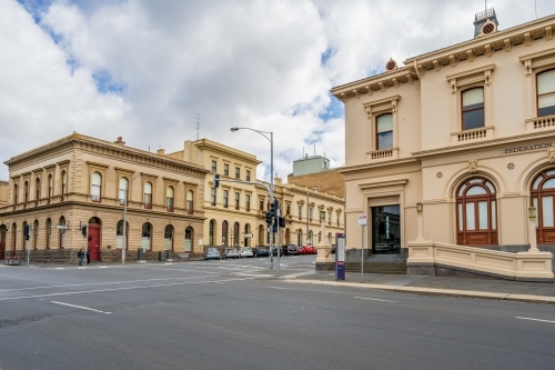 Historic buildings on a street corner in Ballarat. - Australian Stock Image