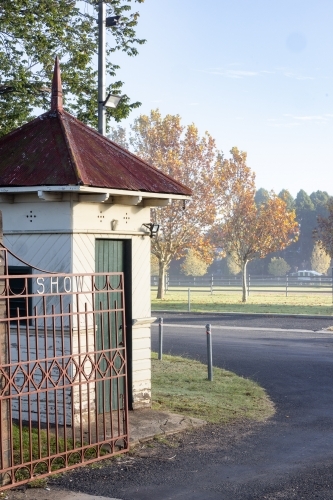 Historic entrance gates to the Armidale Showground in Autumn - Australian Stock Image