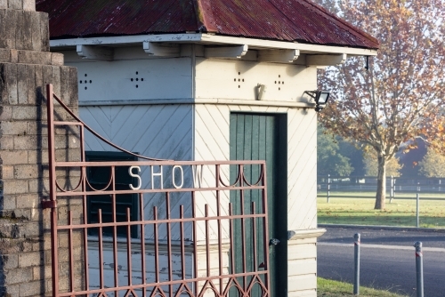 Historic entrance gates to the Armidale Showground in Autumn - Australian Stock Image
