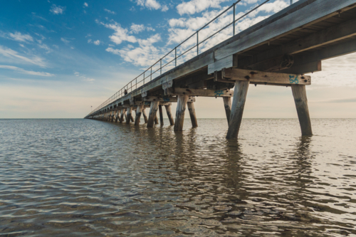 Historic Port Germein Jetty Stretching into the Spencer Gulf - Australian Stock Image