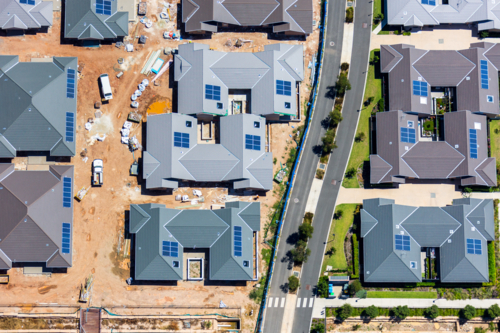 Homes on the production line in north western Sydney - Australian Stock Image