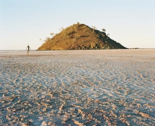Horizontal shot of a outback hill in saltpan flats