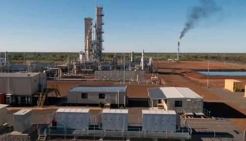 Horizontal shot of a power plant. - Australian Stock Image