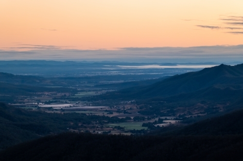 Horizontal shot of a view from the hilltop - Australian Stock Image