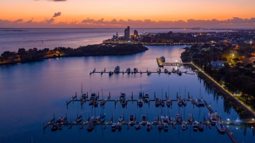 Horizontal shot of marina at sunset - Australian Stock Image