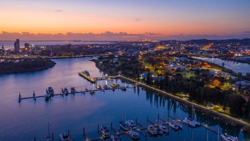 Horizontal shot of marina at sunset - Australian Stock Image