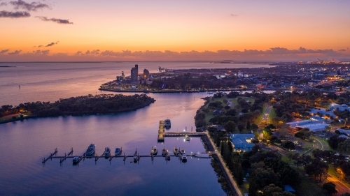 Horizontal shot of marina at sunset - Australian Stock Image