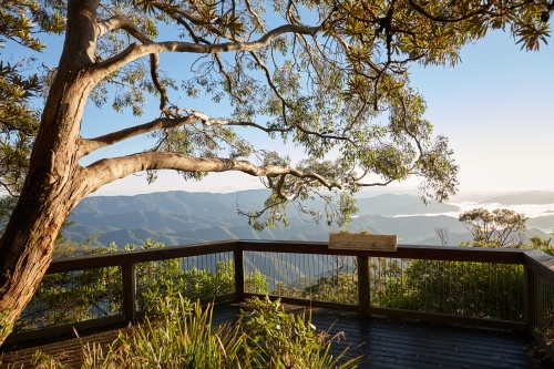 Horizontal shot of mountain view on a sunny day - Australian Stock Image