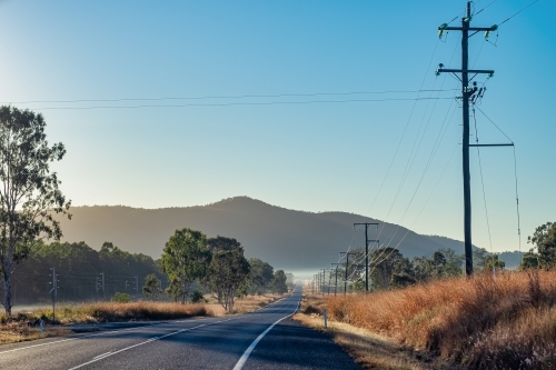 Horizontal shot of the highway in Mount Morgan - Australian Stock Image