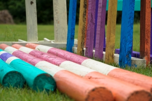 Horse jump set up - Australian Stock Image