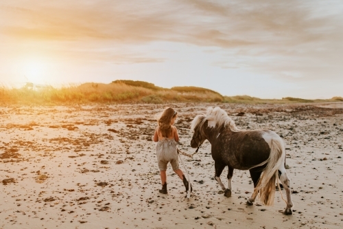 Horse riding on beach - Australian Stock Image
