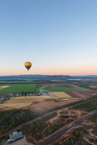 Hot air balloon ride over Mareeba in the Atherton Tablelands - Australian Stock Image