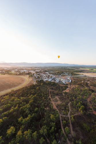 Hot air balloon ride over Mareeba in the Atherton Tablelands - Australian Stock Image