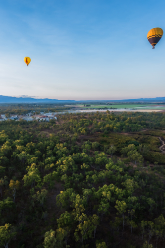 Hot air balloon rides over Mareeba in the Atherton Tablelands - Australian Stock Image