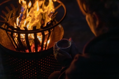 Firepit with hot chocolate