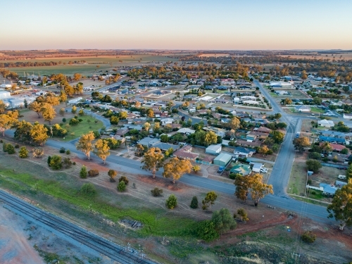 Houses and streets at Coolamon, Riverina, NSW - Australian Stock Image