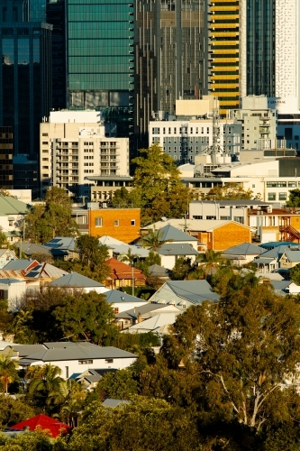 Houses and streets of the Brisbane inner city area Petrie Terrace and Red Hill - Australian Stock Image