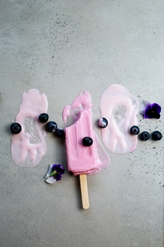 Ice cream on stick melting