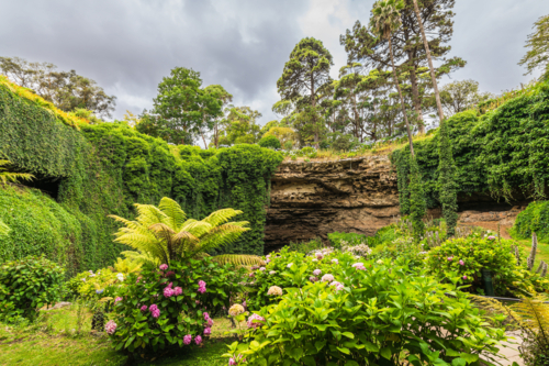 Iconic Umpherston Sinkhole Cave Gardens viewed from the bottom grounds, Mt Gambier, Limestone Coast, - Australian Stock Image