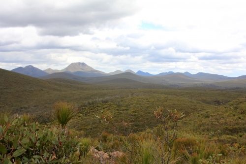 View over ranges on cloudy day - Australian Stock Image