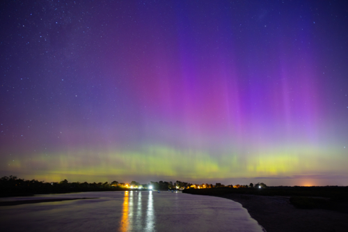 Increased solar activity results in the Aurora Australis being seen in Melbourne - Australian Stock Image