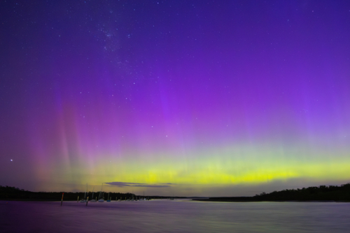 Increased solar activity results in the Aurora Australis being seen in Melbourne - Australian Stock Image