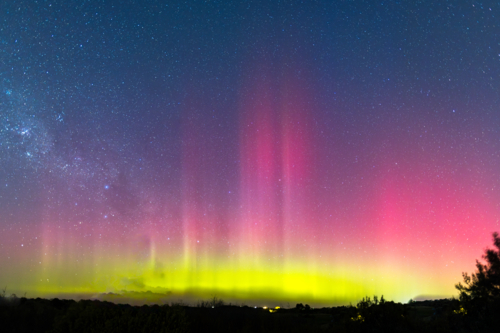Increased solar activity results in the rare Aurora Australis - Australian Stock Image