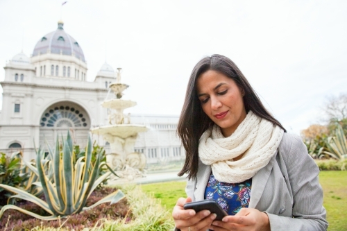 Indian Tourist at Royal Exhibition Building - Australian Stock Image