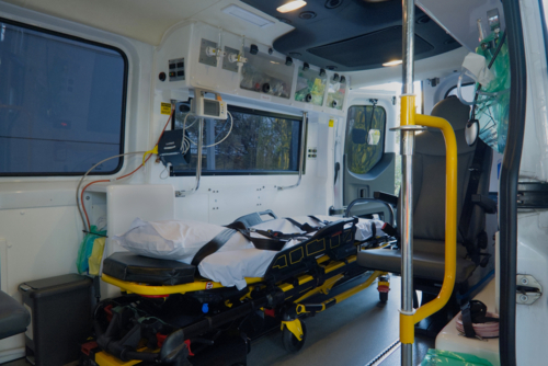 Inside a patient transfer van - Australian Stock Image